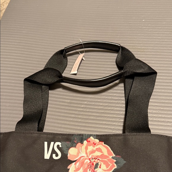 Victoria's Secret Black Tote with Pink Floral Design - Picture 5 of 5